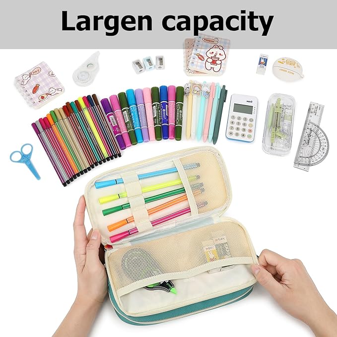 Large Capacity Pencil Case Multi-Slot Pencil Pouch Durable Pencil Box Portable Office Pen Bag with Zipper
