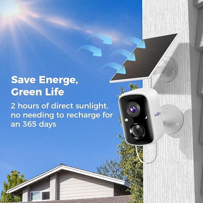 Hiseeu Solar Camera Security Outdoor, 3 Pack 100% Wireless 3K 4MP Surveillance - Image 3