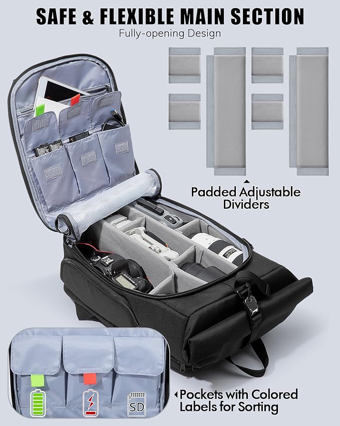 Smasrob Camera Backpack with Padded Laptop Sleeve and Tripod Holder, Camera Bags - Image 2