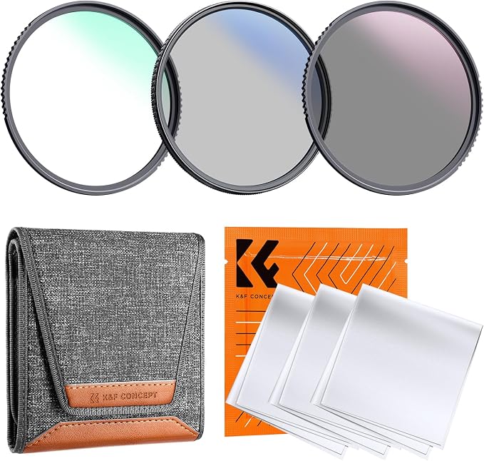 K&F Concept 58mm UV/CPL/ND Lens Filter Kit-18 Multi-Layer Coatings, UV Filter + by KFCONCEPT