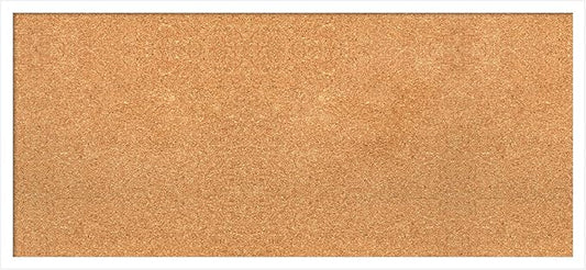 Amanti Art Natural Cork Board for Wall, 17x37 Vision Board with White Frame, Medium Corkboard Office Decor for Home Organization, Modern Corkboard Pinboard to Display Items for Home Organization in