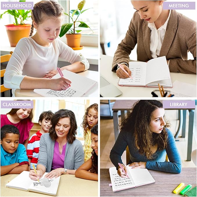 feela 3 Pack Hardcover Notebook For Women, Classic Ruled Lined Journal Set School Business Supplies, with 3 Black Pens, 120 GSM, 5.1”x8.3”, A5, Pastel Colors, Light Yellow, Light Pink, Pale Orange