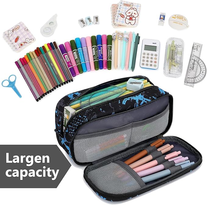 Pencil Cases for kids, Large Capacity Pencil Pouch, Office College School Marker Organizer Case pen for Men Women Adult Teens