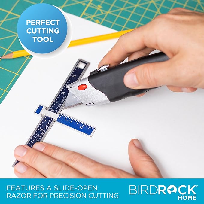 Internet's Best Premium Utility Knife - Set of 20 - Retractable Razor Knife Set – 5 Extra Blade Refills - Box Cutter Locking Razor Knife – Rubber Grip - Black