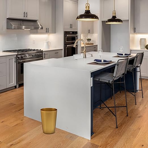 HOLDN’ STORAGE Small Trash Can - 1.58 Gallon Open Top Waste Bin, Compact Waste Can Perfect for Bathroom, Kitchen, Office, Dorm - Durable Garbage Can - Soft Brass