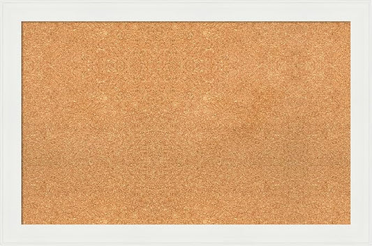 Amanti Art Natural Cork Board for Wall, 23x35 Vision Board with White Frame, Large Corkboard Office Decor for Home Organization, Casual Corkboard Pinboard to Display Items for Home Organization in