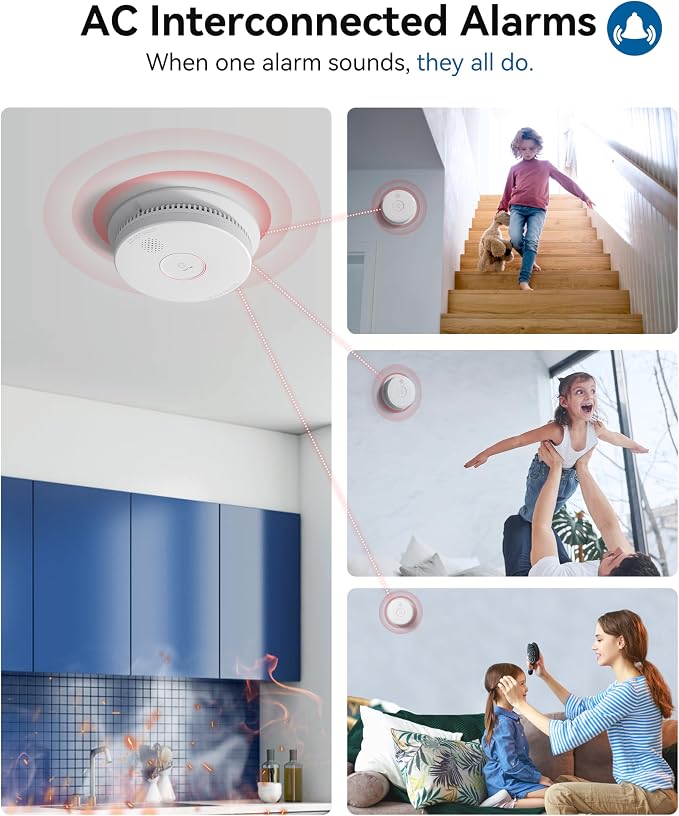 SITERWELL Smoke Detector, Hardwired Interconnected Smoke Detector, - Image 4