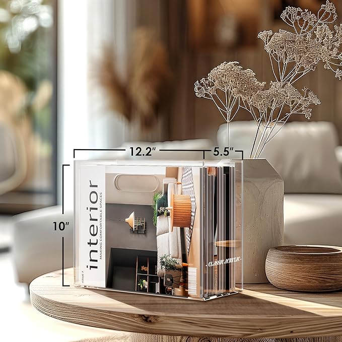 File Organizer for Desk - This Acrylic Storage Box is great for Office Organization - Its Modern Acrylic Magazine Holder makes a Great Gift for Home/Work Space