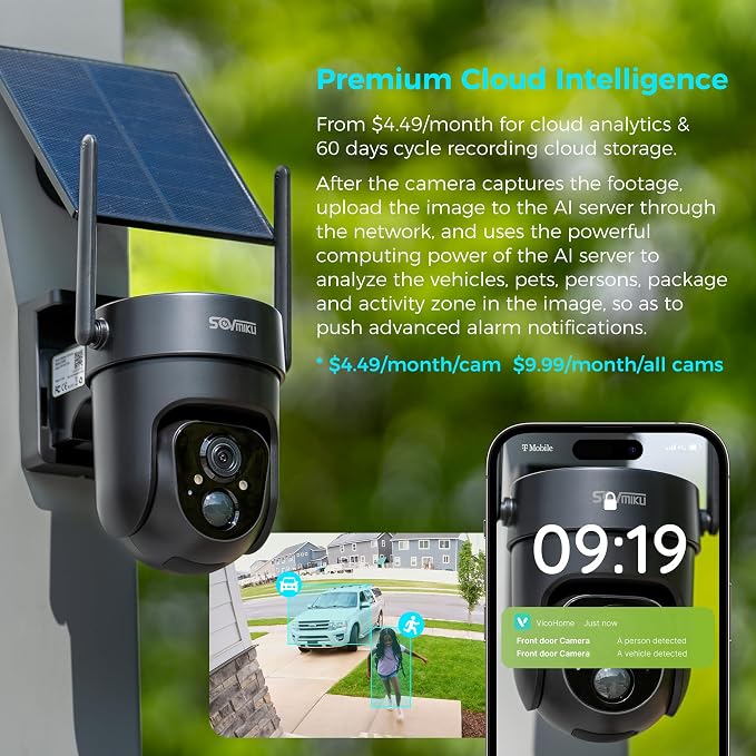 Vicohome 4QB 2K AI Solar Security Camera Wireless Outdoor, Battery Powered Cam - Image 5