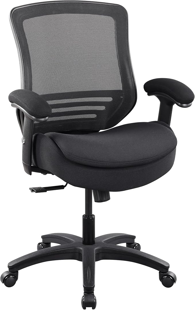 400lbs Ergonomic Office Chair with Double Seat Cushion and Soft Armrests for Executive Computer Desk with Built-in Lumbar Support (Black)