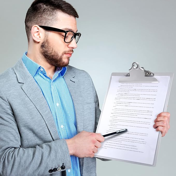 16 Pcs Metal Clipboard Heavy Duty Aluminum Clipboards 12 x 9 Inch Metal Clip Board with Low Profile Clip A4 Letter Size Document Holder for Office School Medical Jobsite Laboratory