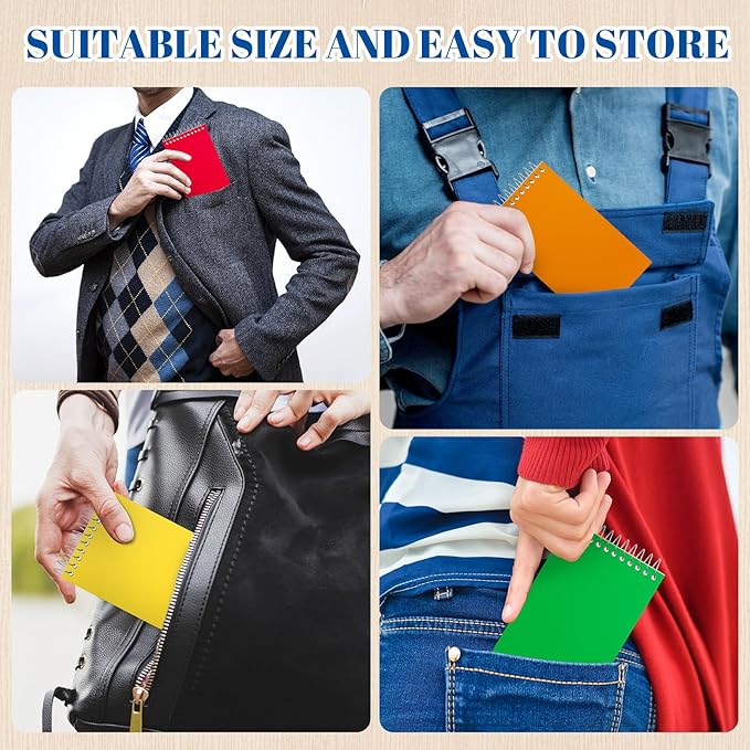 36 Pcs Small Pocket Notebooks 3 x 5 Inch Mini Memo Spiral Notepads Top Bound College Ruled Lined Note Pads for Back School Office Journaling Noting, 75 Sheets/Pad (Rainbow)