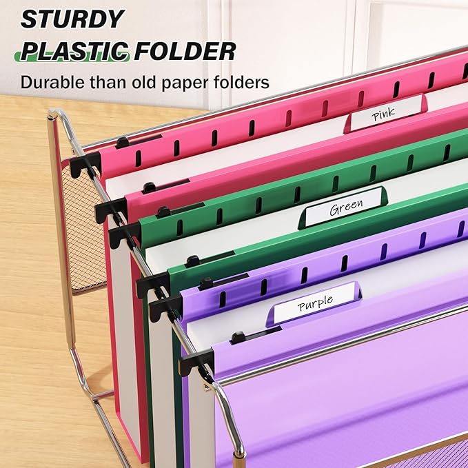 Extra Capacity Legal Size Plastic Hanging File Folders,12 Pack Reinforced Legal Hanging Folder with Heavy Duty 2 Inch Expansion,Filing Cabinet Folder,for Bulky Files, Medical Charts,Assorted Color