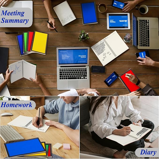 12 Pack Small Spiral Notebook A5 Lined College Ruled Spiral Journal Notebook 5.5 x 8.3 Inch Kraft Cover, 120 Pages for Work Students Office Business(Blue,Green,Yellow,Red)