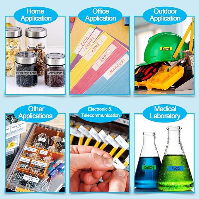 Absonic XR-9WE2S 9mm Label Tape Replace for Casio Xr-9we Label Maker Tape Use with Casio Label Printers KL-120 KL-60 KL-100 KL750B KL750 KL7200,6-Pack