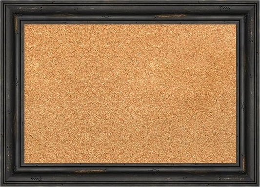 Amanti Art Natural Cork Board for Wall, 15x21 Vision Board with Black Wood Frame, Small Corkboard Office Decor for Home Organization, Country Rustic Corkboard Pinboard to Display Items for Home