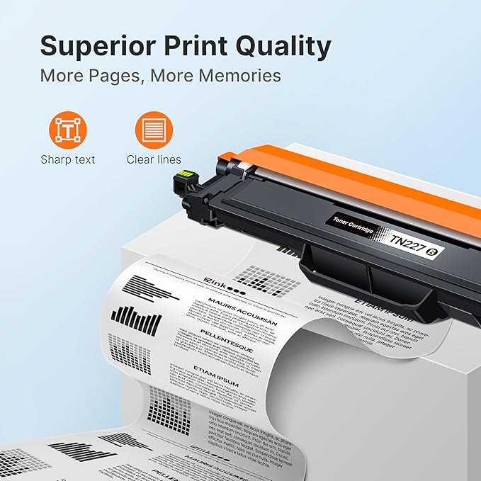 E-Z Ink TN227 Compatible Toner Cartridge Replacement for TN-227BK/C/M/Y High Yield Brother TN227 TN227BK TN223 to use with HL-L3270CDW HL-L3230CDW HL-L3210CW HL-L3290CDW MFC-L3710CDW (4 Pack)