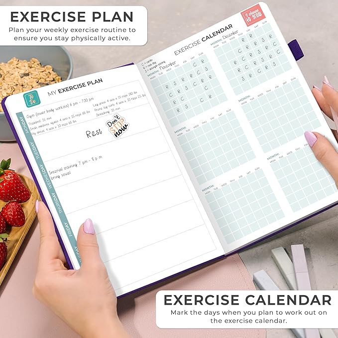 Clever Fox Weekly Meal Planner - Weekly & Daily Meal Prep Journal with Shopping and Grocery Lists for Menu Planning, Healthy Diet & Weight Loss Tracking, Lasts 1 Year, Undated, A5 - Purple