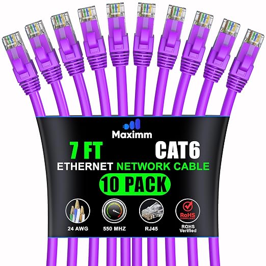 Maximm Cat 6 Ethernet Cable 7 ft by MaximmCable
