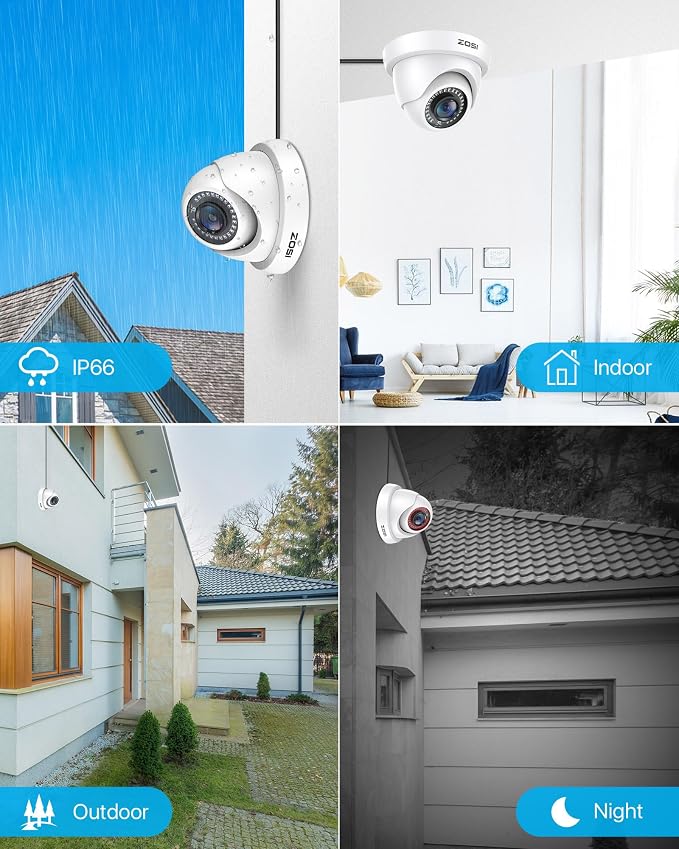ZOSI 4Pack 2MP 1080P HD Security Cameras, 80ft Night Vision, IP66 Weatherproof - Image 5