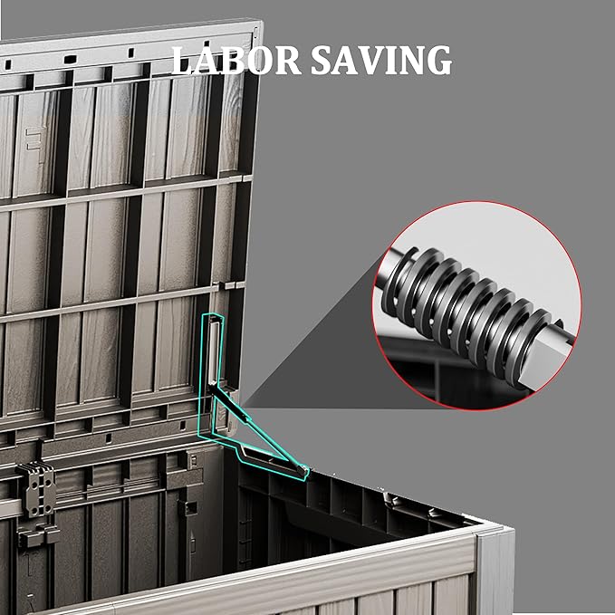 150 Gallon Lockable Resin Deck Box, Waterproof & UV-Resistant Outdoor Storage Box for Outdoor Cushion Storage, Garden Tools & Pool Accessories Storage, Gray