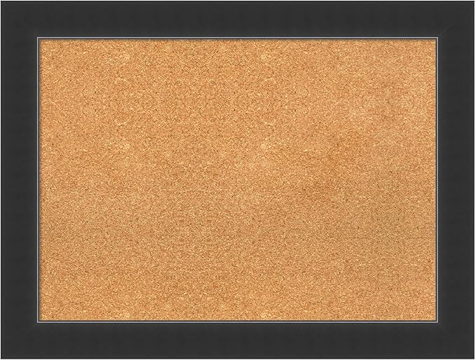 Amanti Art Natural Cork Board for Wall, 25x33 Vision Board with Black Wood Frame, Medium Corkboard Office Decor for Home Organization, Modern Contemporary Corkboard Pinboard to display items for home