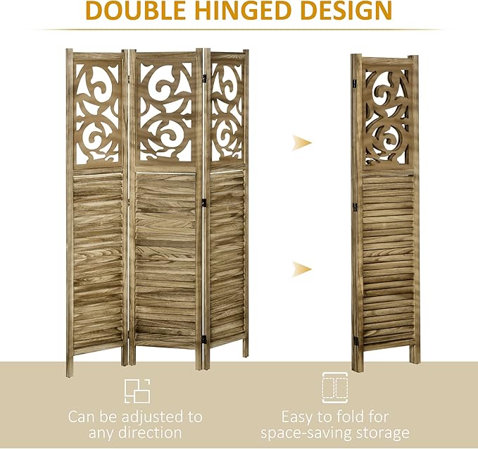 NicBex Room Divider 3 Panel Room Dividers with Floral Design Partition Room Dividers and Folding Privacy Screens 5.5 FT Wall Divider for Home, Office, Room Separation,47.25"W x 0.75"D x 67"H, Brown