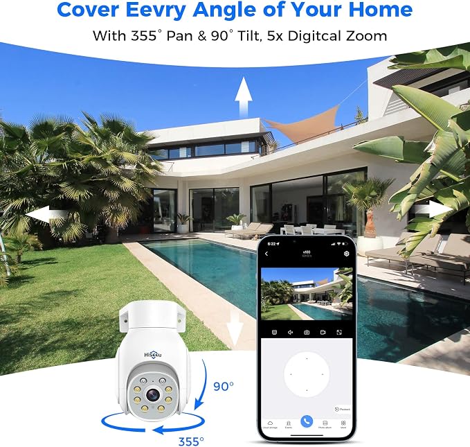 Hiseeu Security Camera Wireless Outdoor, 3MP Color Night Vision WiFi Home Video - Image 2