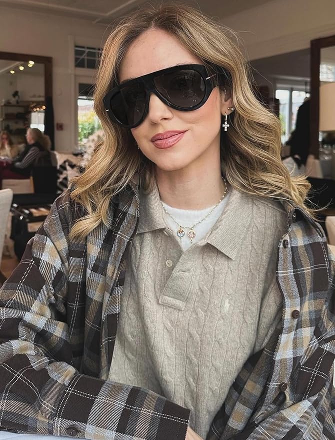 Oversized Retro Aviator Sunglasses - Image 4