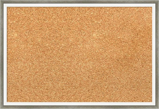 Amanti Art Natural Cork Board for Wall, 13x19 Vision Board with Silver Wood Frame, Small Corkboard Office Decor for Home Organization, Modern Corkboard Pinboard to Display Items for Home Organization