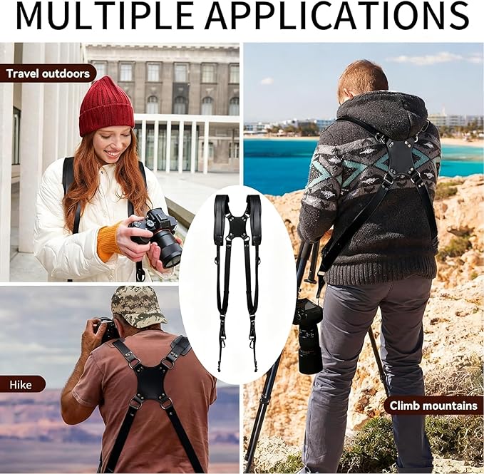 Camera Harness, Leather Dual Camera Strap - Image 5