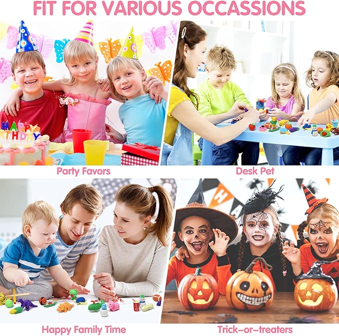 150 Pack Animal Erasers for Kids Puzzle Pencil Erasers 3D Mini Eraser Toys for Classroom Prizes Game Reward Easter Egg Fillers Goodie Bag Stocking Stuffers Treasure Box Party Favors for Kid Gifts