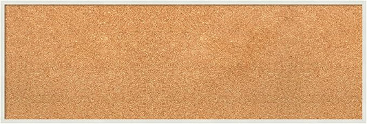 Amanti Art Natural Cork Board for Wall, 13x37 Vision Board with White Frame, Medium Corkboard Office Decor for Home Organization, Modern Corkboard Pinboard to Display Items for Home Organization in