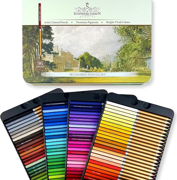 SCHPIRERR FARBEN - Premium Colored Pencils, Oil-Based Coloring Pencils, Soft-Core Color Pencil Set for Adults & Children, Non-Toxic Colored Pencil for Coloring, Sketching, & Doodling, 96 Colors