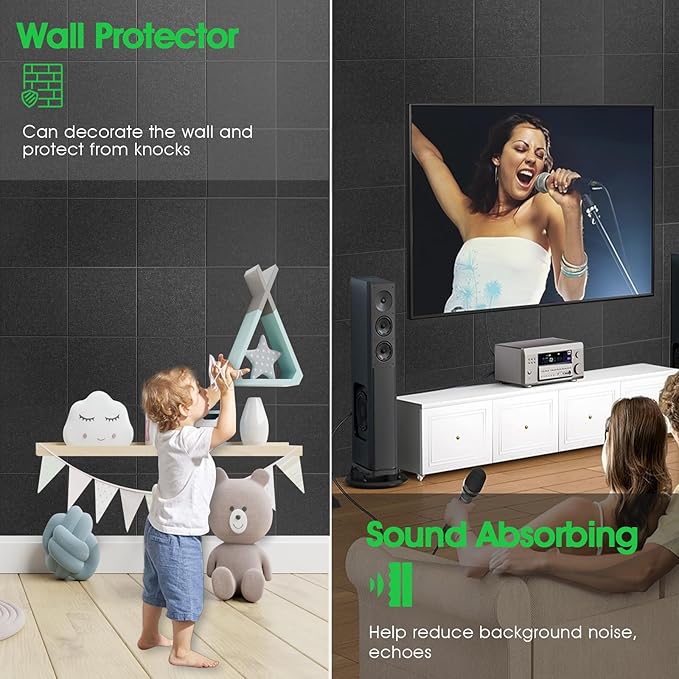 Large Cork Board for Office Wall Decor,48"x36"-12 Pack Felt Wall Tiles with Safe Removable Adhesive Tabs, 1/2" Thick, Felt Bulletin Board Pin Board Cork Boards for Walls - Dark Grey