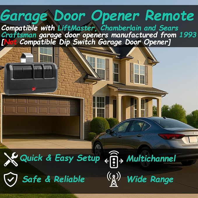 3 Replacement Garage Door Opener Remote,  Compatible - Image 2