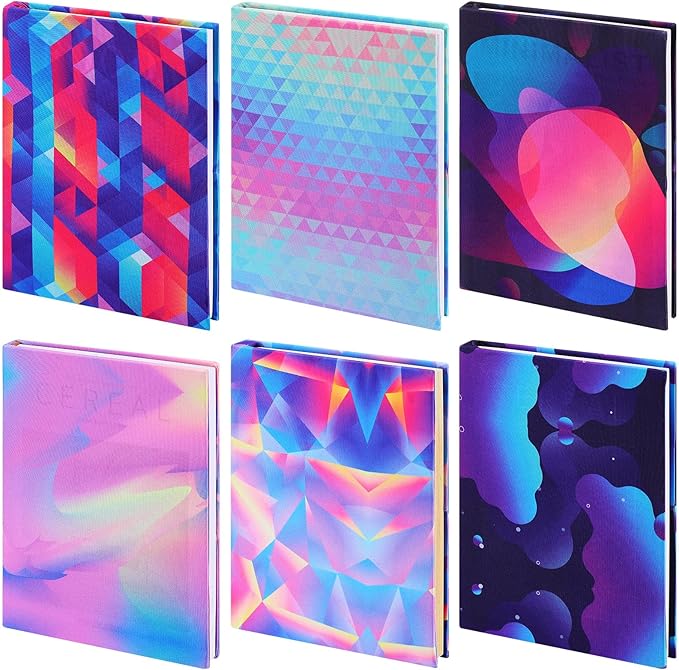 6 Pack Stretchable Book Cover Jumbo Fabric Book Covers Colorful Pattern Print Book Protector Washable Reusable Protective Textbook Cover for Hardcover Textbooks up to 9 x 11 Inch (Stylish Pattern)