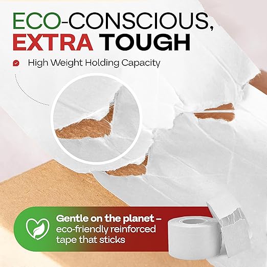 IDL Packaging 2.83" x 450 feet Reinforced Water-Activated Kraft Gummed Tape 30lb Thickness (Pack of 2) - Secure Paper Packing Tape for Secure Carton Sealing - Heavy-Duty for All Conditions, White