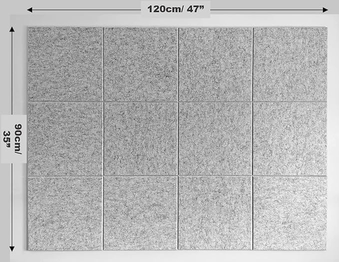 Large Cork Board Alternative - 12-Pack Felt Wall Tiles with Safe Removable Adhesive Tabs, Cork Wall Tiles Bulletin Board Home Office Essentials - Marble