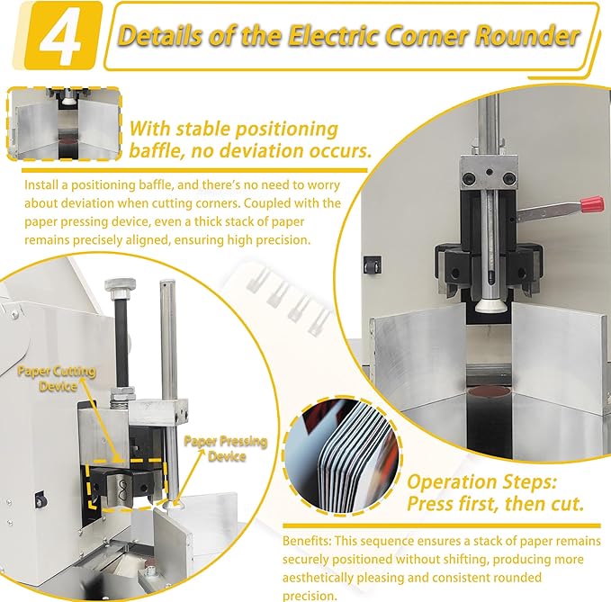 Electric Round Corner Cutter Machine with 5 Blades (8/10/12/16/21mm Radius) Foot Pedal Operation Safety Guard Heavy Duty Paper Corner Rounder for Paper Cardstock Leather Plastic