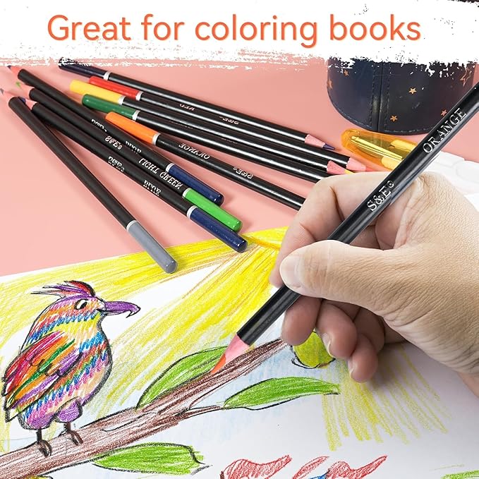 S & E TEACHER'S EDITION Colored Pencils 144Pcs, Pre-sharpened Super Soft Core Lead Coloring Pencils, Kid's Colored pencils,In Drawing Pencils, Woodcase Lead, Bulk Back to School Supplies