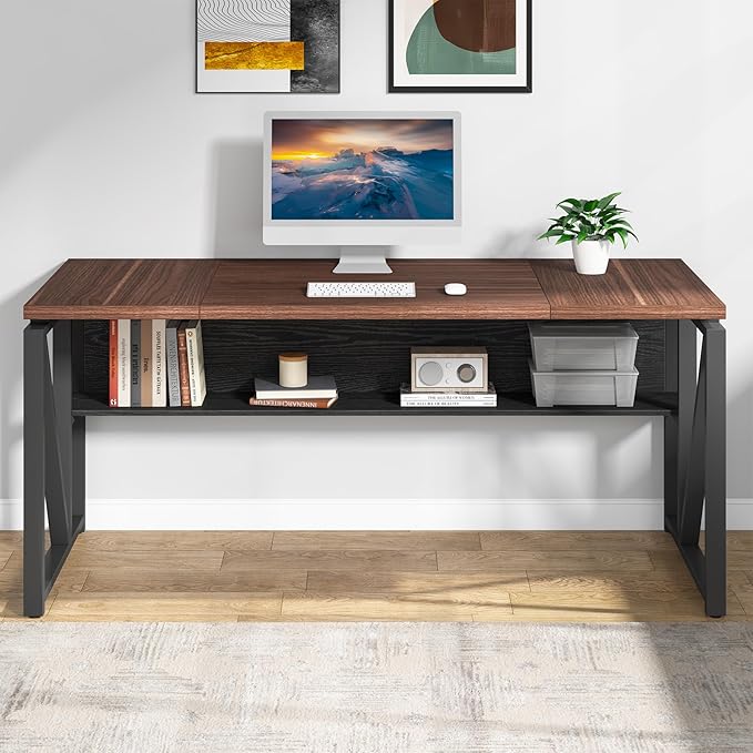 Tribesigns Office Desk with Drawers Sets, 63 inches L Shaped Computer Desk with Mobile File Cabinet,Big Executive Desk for Home Office Furniture Sets (Dark Brown, 63-inch)