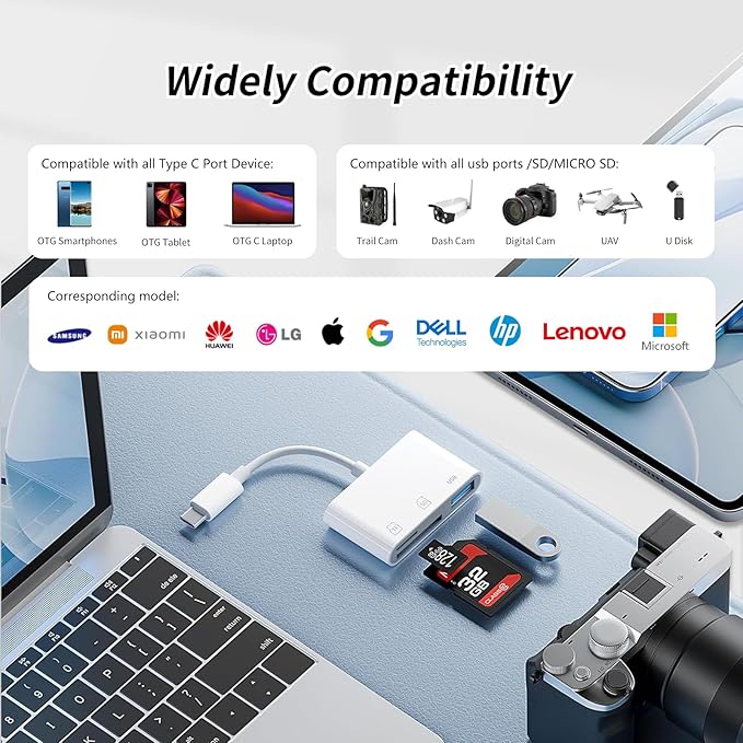 3IN1 SD Card Reader, USB C SD Card Reader, supports SD and MicroSD memory card - Image 4