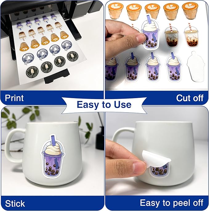 8.5x14 Printable Vinyl Sticker Paper Waterproof, Removable Self Adhesive Vinyl Sticker Sheets for Inkjet and Laser printer, 30 Pack, Legal Size, Matte White