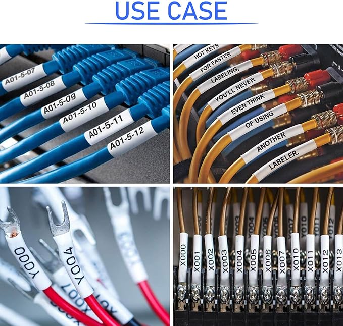 10PK Compatible for Ptouch HSe-211 HSe211 HS-211 HS211 Black on White 5.8mm 0.23'' Heat Shrink Tubing for Wire Cable for PT300 PT-300B PT310 PT310B PT320 Label Maker Tape