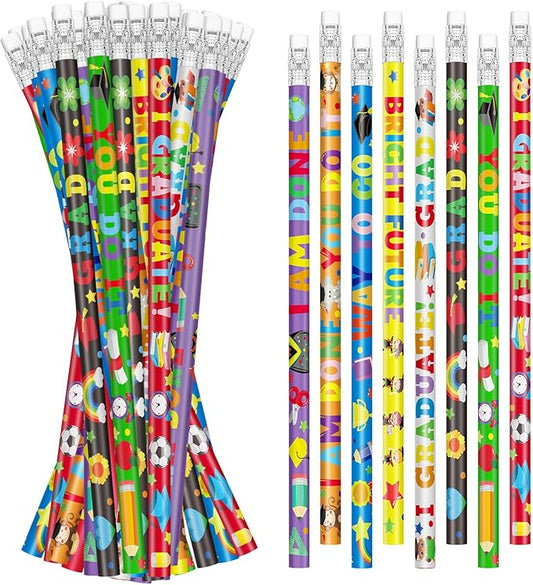 Cinrobiye 100 PCS End of the School Year Gifts for Students Graduation Pencils Pre K Preschool Kindergarten Wood Pencils Bulk Giveaways Prizes Gifts Supplies for Graduation Party
