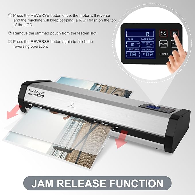 SINCHI Robust 6-Roller Laminator Machine with LCD Display, 3-10 Mil, Heavy Duty, 13-inch Thermal Laminating Machine for Commercial Use, 1.5-Minute Warm-up, 90 Inches/Minute, 105 Settings & 99 Memories