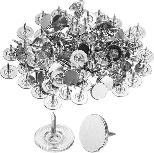 uxcell 100Pcs Upholstery Tacks, 11mmx10mm Flat Head Thumb Tack Decorative Furniture Nails Push Pins for Furniture Sofa Headboards, Silver