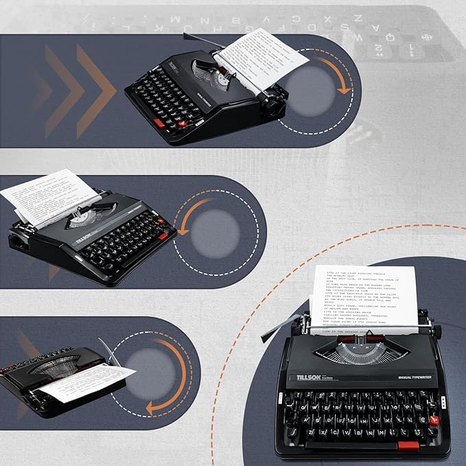 Manual Typewriter Machine – Vintage Portable Typewriter for Typing Letters – Classic Black Type Writer for Kids, Authors, and Retro Enthusiasts – Gift for Writers and Collectors