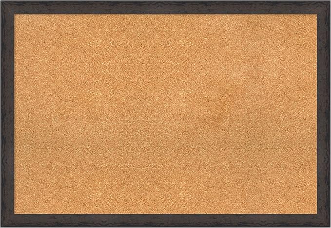 Amanti Art Natural Cork Board for Wall, 27x39 Vision Board with Black Wood Frame, Large Corkboard Office Decor for Home Organization, Modern Contemporary Corkboard Pinboard to display items for home